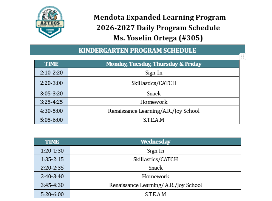 26-27 Class Schedules